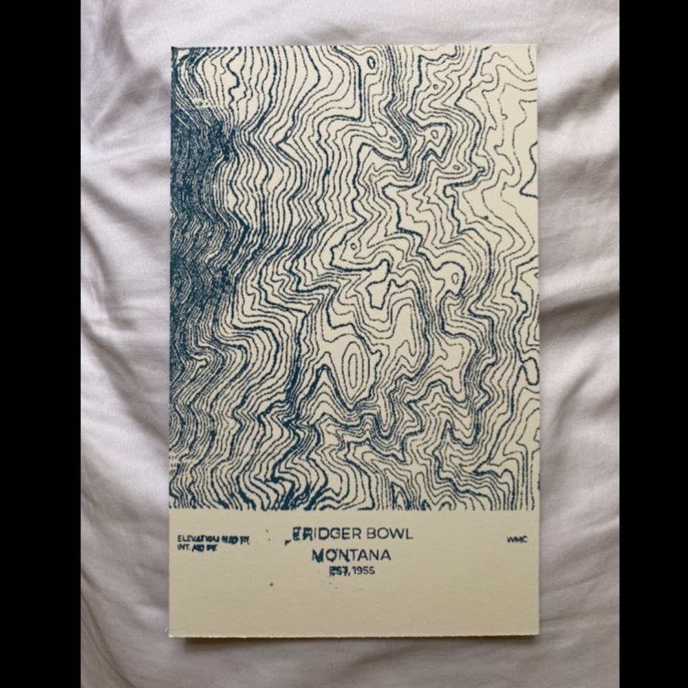 Bridger Bowl Montana Vintage Serigraph Print